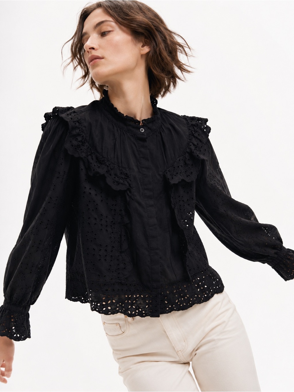 Joie Black Eyelet Top